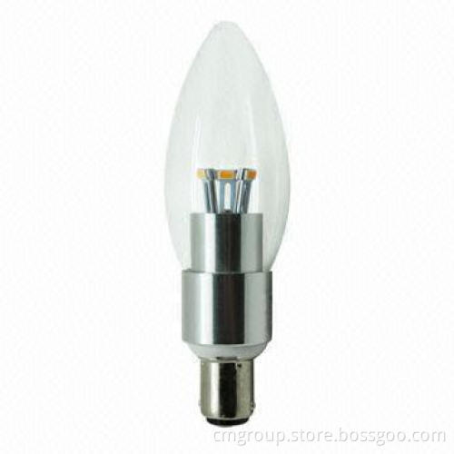 4W SMD LED candle bulb, B15 base, clear cover, 2,300/2,500/2,700/3,000/4,200/6,000K, CE, RoHS